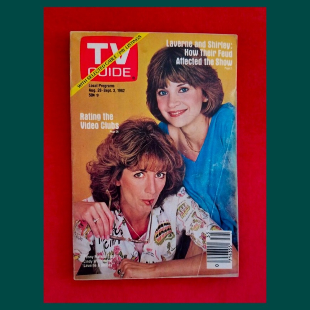 Vintage TV Guide Laverne & Shirley Cover Aug 28-Sept 3 1982 Issue 1535 GREAT!